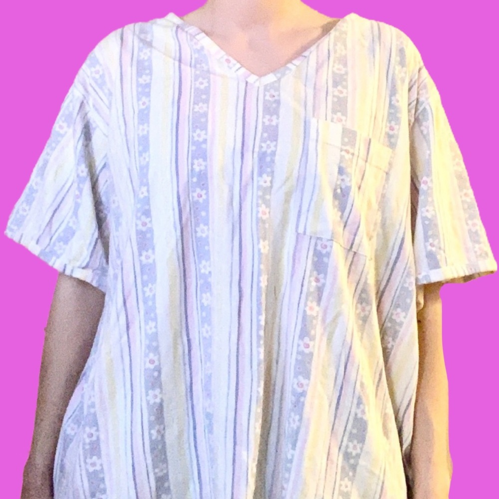 Vintage Pastel Stripes/Flowers Blouse